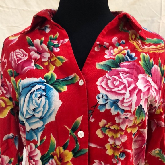 (Vtg) Arleen Bowman Bright Tropical Blouse • Sz M - Picture 2 of 6